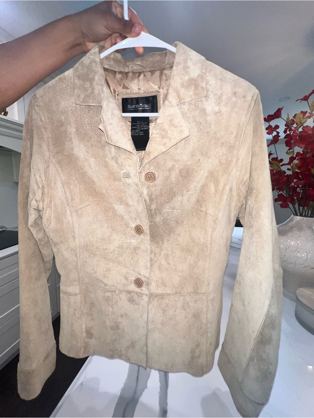 Vintage Brandon Thomas 100% genuine, leather suede fitted jacket coat size 8